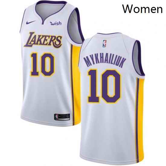 Womens Nike Los Angeles Lakers 10 Sviatoslav Mykhailiuk Swingman White NBA Jersey Association Edition